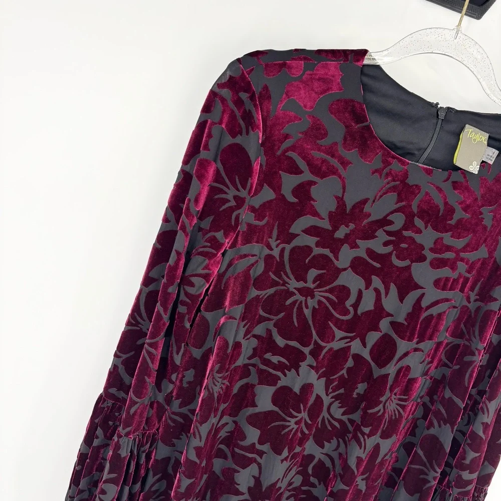 Taylor Velvet Burnout Floral Flocked Shift Dress Size 14 Whimsigoth Fairy Grunge